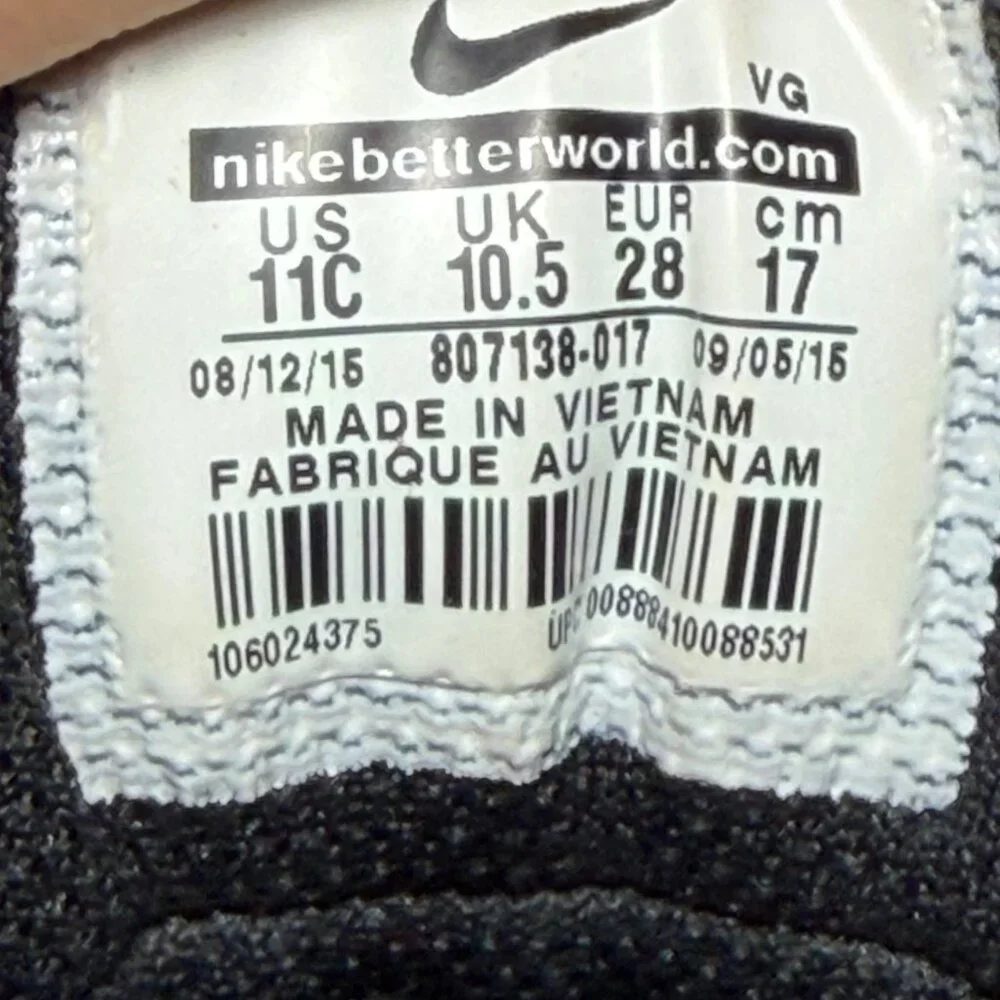 Nike Huarache 11C Youth Baseball Cleats Black White Lightweight Molded Rubber Sp - Picture 4 of 9